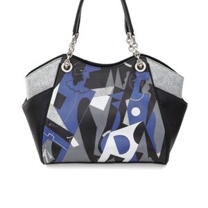 Pablo Picasso Large Shoulder Tote with side pockets purse bag genuine leather
